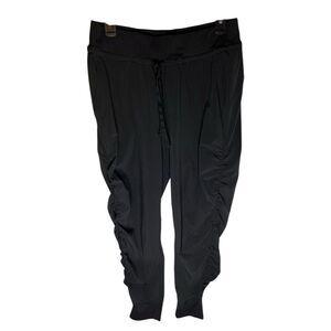 Athleta Women's Jogger Pants Size 8 Black Ruched Casual Tapered Leg